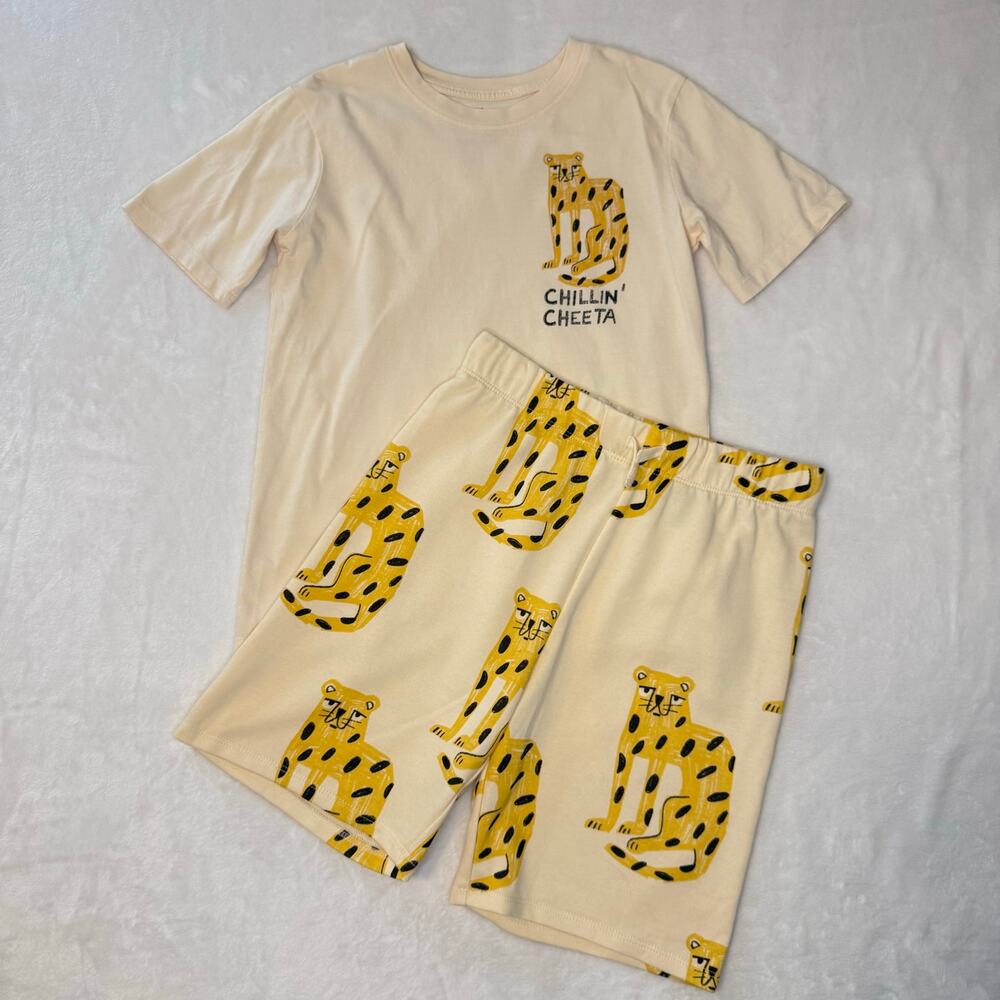H&M Chillin Cheeta T-shirt And Shorts Set Yellow Kids Size 8/10